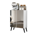Ver imagem 1 de Aparador Buffet 2 portas com Espelho Retrô Vegas Multimóveis V3613 Branco/Preto
