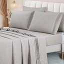 Ver imagem 4 de Jogo de Lençol Eudora Queen 4 Peças Micropercal 300 Fios Toque Algodão Cinza 100% Poliéster