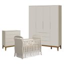 Ver imagem 1 de Quarto de Bebê 4 Portas com Cômoda Gaveteiro Elfe Classic e Berço Americano Danny Areia Acetinado Am