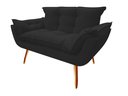 Ver imagem 1 de Namoradeira Decorativa Opala Suede Preto 2 Lugares Pés Madeira Ms Decor