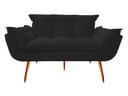 Ver imagem 2 de Namoradeira Decorativa Opala Suede Preto 2 Lugares Pés Madeira Ms Decor