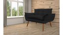 Ver imagem 3 de Namoradeira Decorativa Opala Suede Preto 2 Lugares Pés Madeira Ms Decor