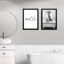 Ver imagem 1 de Kit 2 Quadros Banheiro Girafas - Time To Relax 33x24cm:moldura Preta