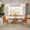 Conjunto Mesa de Jantar Zafira com 8 Cadeiras Lia Carvalho Nobre/Off White/Veludo Ocre DJ Móveis - 1