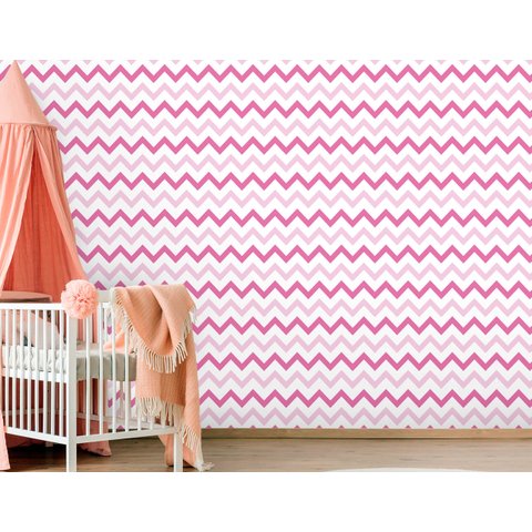 Papel de Parede Infantil - Chevron Tons Rosa Arte Destaque 3,50 Metros