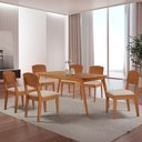 Ver imagem 1 de Mesa de Jantar Copper 180cm Tampo Canto Copo Mdf com 6 Cadeiras Copper Moderna Mobília