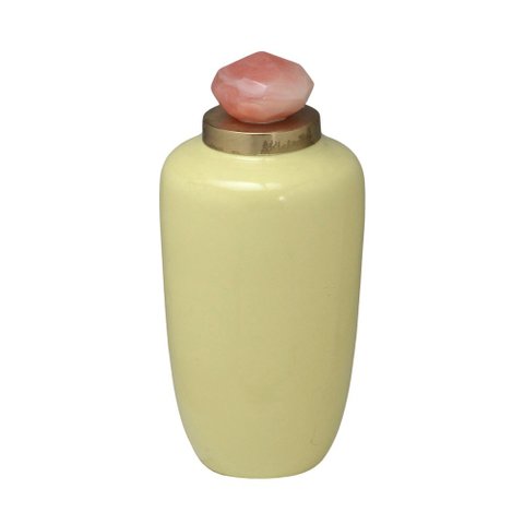 Vaso Potiche Decorativo Amarelo e Rosa 25cm