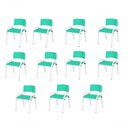 Ver imagem 1 de Kit 11 Cadeira Iso Infantil Creche, Base Branco Verde Água