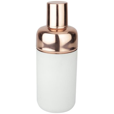 Coqueteleira Drink Station em Aco Inox 500ml D7,5xa20cm Cor Branca com Cobre