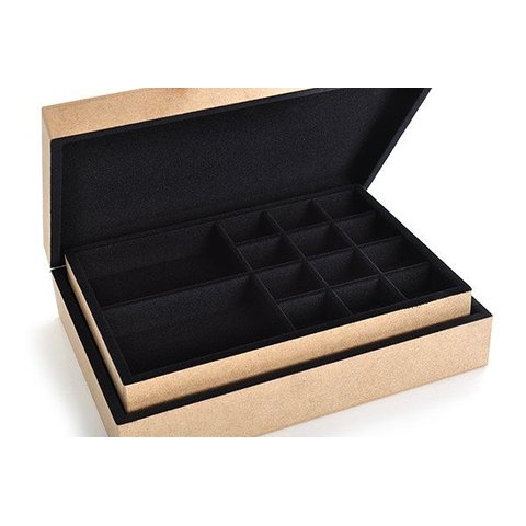 Porta Joia e Biju com Bandeja Flocado em Preto Josely Flocados