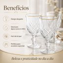 Ver imagem 2 de Jogo 6 Taças Lavínia 260ml Vidro com Borda Dourada