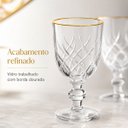 Ver imagem 3 de Jogo 6 Taças Lavínia 260ml Vidro com Borda Dourada
