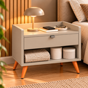 Ver imagem 1 de Mesa de Cabeceira para Quarto Solteiro com 1 Gaveta Siena:Off White