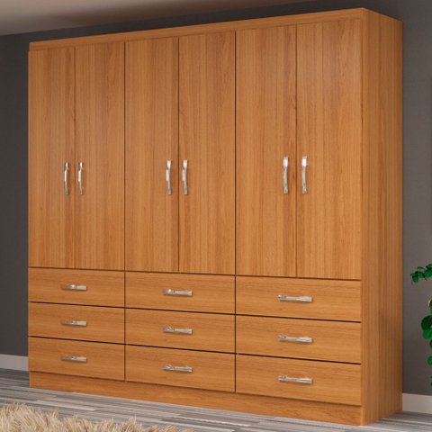 Guarda-roupa Casal Bergamo 6 Portas 9 Gavetas - Evidencia Móveis