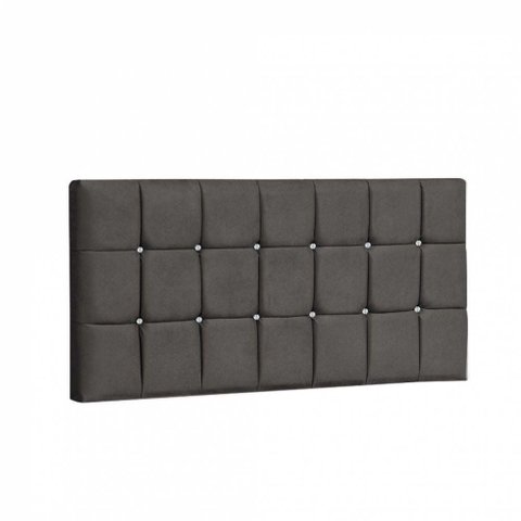 Painel Estofada Espanha 90cm Solteiro Strass Suede Cinza