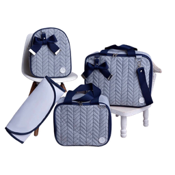Bolsa maternidade bebê kit 4peças laço Azul luxo impermeável - 1