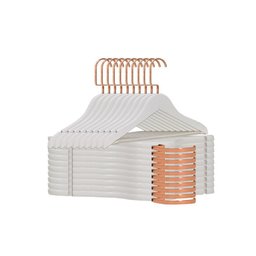 Kit 50 Cabides de Madeira Branco com Barra Inferior e Gancho Luxo Rose - Elegância e Qualidade - 2