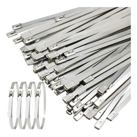 Kit 100 Abraçadeiras Aço Inox 4,6x250mm Zip Tie Enforca Gato