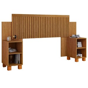 Cabeceira Box Flex Mumbai Ripada com Mesas Laterais Nicho:naturale
