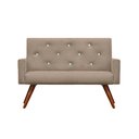 Ver imagem 2 de Kit Namoradeira + 2 Poltronas Decorativa Nina Capitonê Suede Bege Rosado com Strass - Dominic Decor