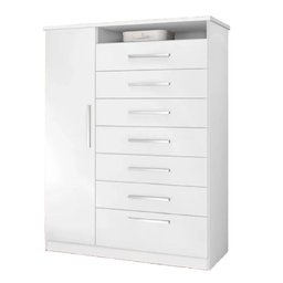 Cômoda Branca 1 Porta 7 Gavetas J&A Móveis Mega 157x119x47 - 2