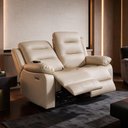 Ver imagem 2 de Poltrona Reclinável Elétrica 2 Lugares Cinema com Massagem Montelli L07 Couríssimo Bege - Lyam