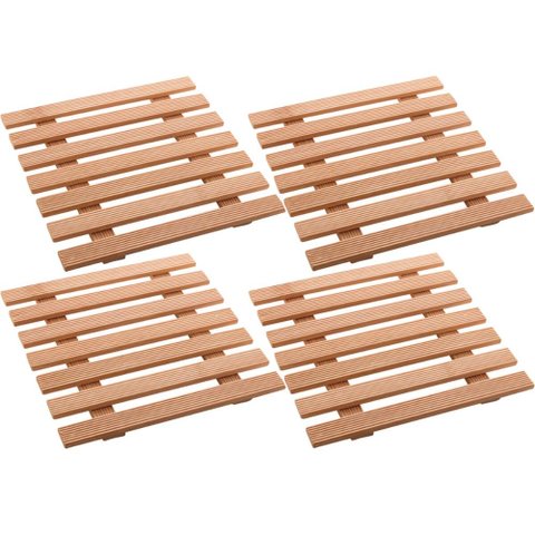 4 Descansos de Panela 17cm Quadrados de Bambu Porta Panela Chaleiras e Travessas Lyor
