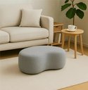 Ver imagem 1 de Puff Design Orgânico Sofá Cinza Claro Tecido Bouclé Sala Contemporânea