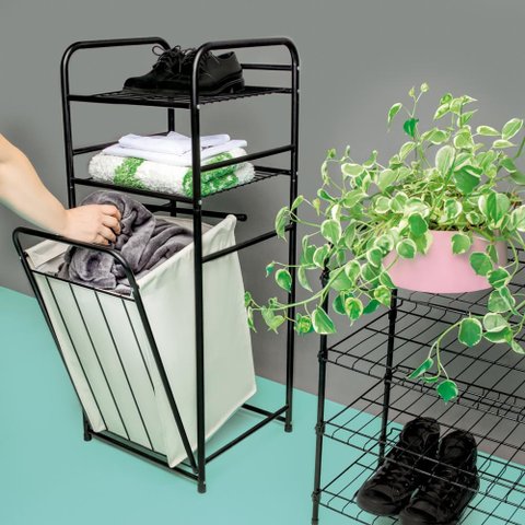 Prateleira Multiuso com Cesto de Roupas Mor