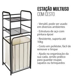 Prateleira Multiuso com Cesto de Roupas Mor - 3