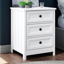Ver imagem 2 de Kit 02 Mesas de Cabeceira 3 Gavetas 45 Cm Dm111 Branco Dtall Branco