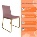 Ver imagem 6 de Kit 3 Cadeiras de Jantar Estofada Lille Base Gold Veludo Rosê - Montanaris Decor