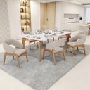 Ver imagem 2 de Kit 03 Cadeiras de Jantar e Estar Living Estofada Lince Nature L02 Bouclê Bege - Lyam Decor