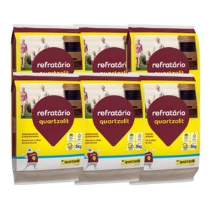 Kit com 06 Argamassa Quartzolit para Placa e Tijolo Refratário