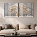 Ver imagem 1 de Quadro Decorativo Árvore de Ouro Das Flores Brancas Moldura Premium:Moldura Preta/50x50 sem Vidro Ac