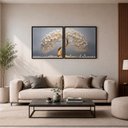 Ver imagem 2 de Quadro Decorativo Árvore de Ouro Das Flores Brancas Moldura Premium:Moldura Preta/50x50 sem Vidro Ac