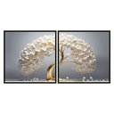 Ver imagem 3 de Quadro Decorativo Árvore de Ouro Das Flores Brancas Moldura Premium:Moldura Preta/50x50 sem Vidro Ac