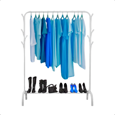 Cabideiro para Roupa Arara Organizador de Aço C/ Sapateira