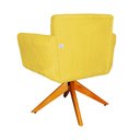 Ver imagem 4 de Kit 2 Poltronas Estofada Base Giratória de Madeira Sala Isabella Veludo Mostarda - Lm Decor