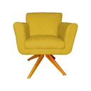 Ver imagem 2 de Kit 2 Poltronas Estofada Base Giratória de Madeira Sala Isabella Veludo Mostarda - Lm Decor