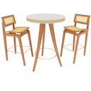 Ver imagem 2 de Mesa Bistrô Ricco 70 Cm Laca com Madeirado e Detalhe Palhinha Off White