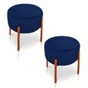 Ver imagem 1 de Kit 2 Puffs Iron Suede Cobre Azul Marinho