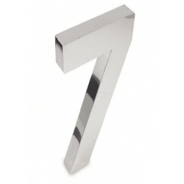 Número 7 de Aço Inox 3d Caixa Alta Polido Brilhante Espelhado 25 cm - Número de casa - 1