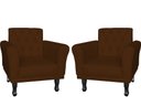 Ver imagem 1 de Kit 2 Poltronas Decorativa Classic Suede Marrom Pés Madeira Mz Decor
