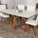 Ver imagem 4 de Mesa de Jantar c/ Tampo de Vidro Bennice (160 cm) - Cor: Natural/Off-white