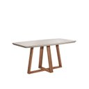 Ver imagem 1 de Mesa de Jantar c/ Tampo de Vidro Bennice (160 cm) - Cor: Natural/Off-white