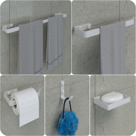 Kit Acessórios Para Banheiro Branco 5 Peças