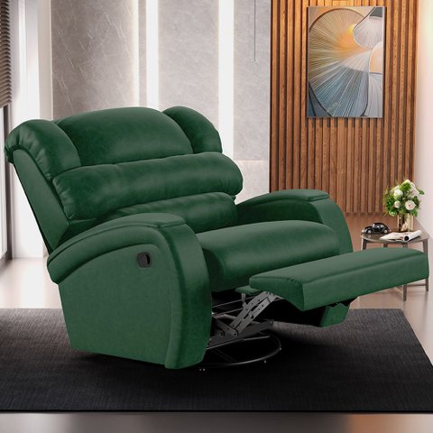 Poltrona do Papai Sala de Cinema Reclinável Kylie Glider Manual Giratória PU Verde Musgo G23 Gran Be