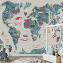 Ver imagem 4 de Papel de parede mapa mundi safári infantil M² PP130
