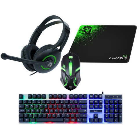 Combo Gamer 4 em 1 Elg Canopus Teclado Mouse Headset Mousepad Abnt2